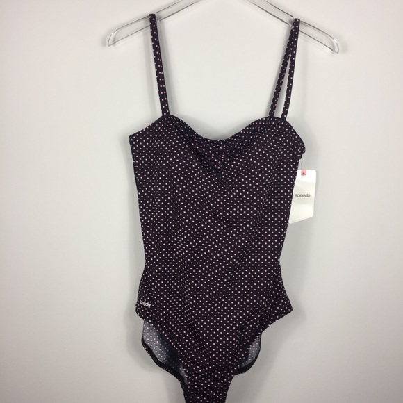 Speedo Other - Speedo NWT swimsuit black pink dot swimsuit